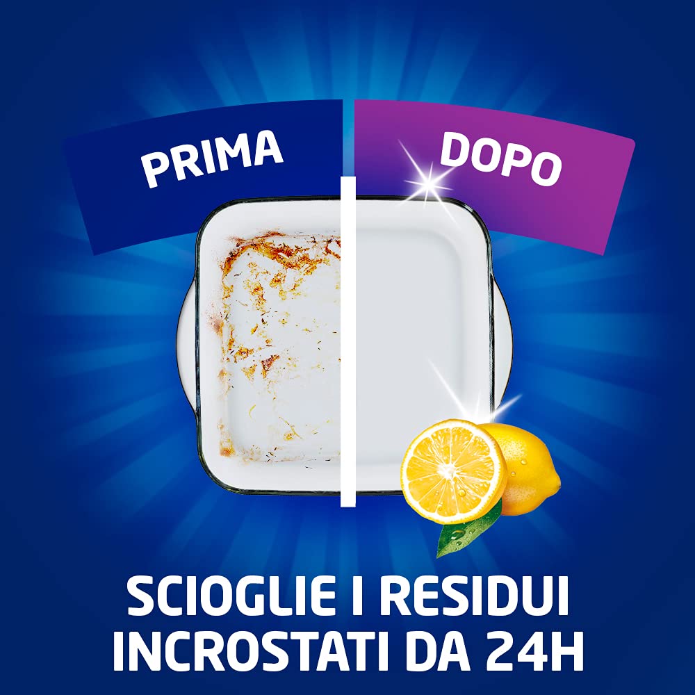Finish Powergel Gel Detersivo per Lavastoviglie Liquido, Multiazione, Poteri Sgrassanti, Limone, Multicolore, 600 ml, Confezione da 12