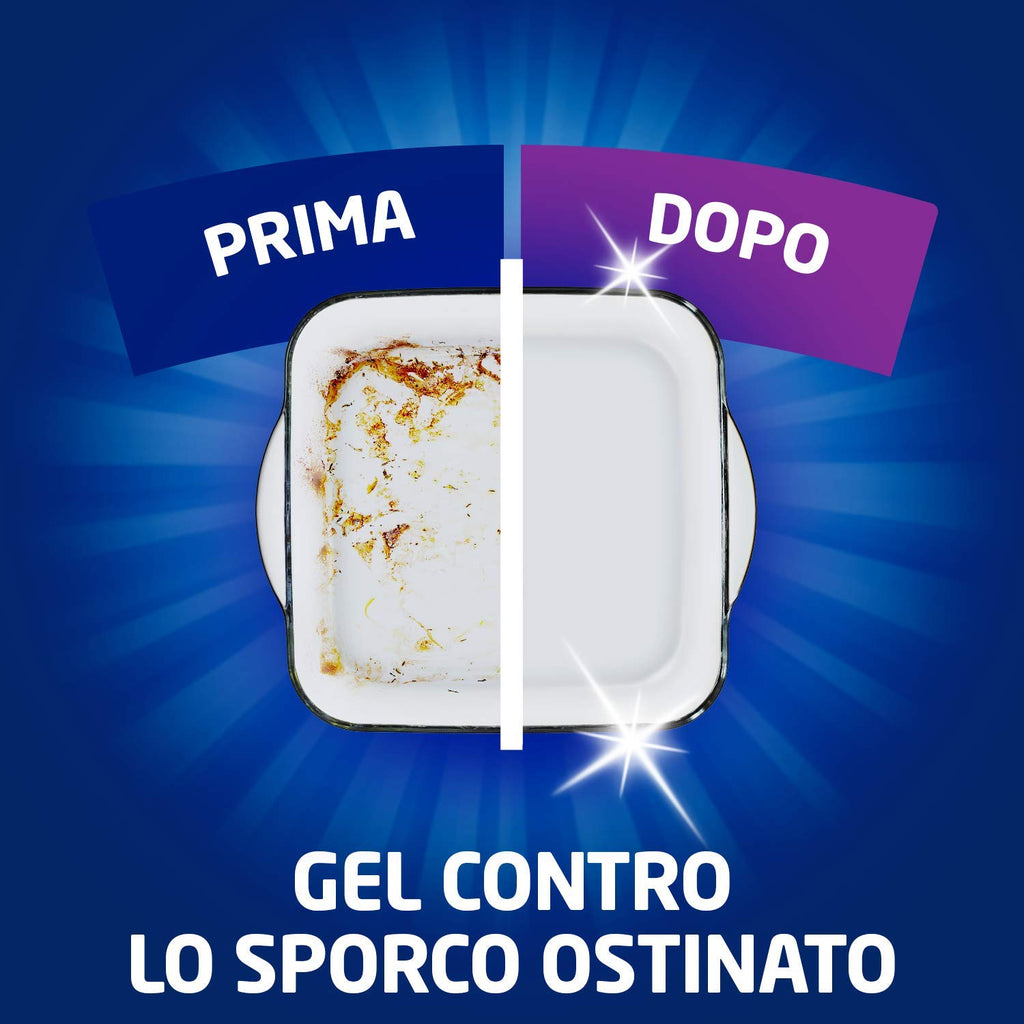 Finish Powergel Gel Detersivo per Lavastoviglie Liquido, Multiazione, Poteri Sgrassanti, Limone, Multicolore, 600 ml, Confezione da 12