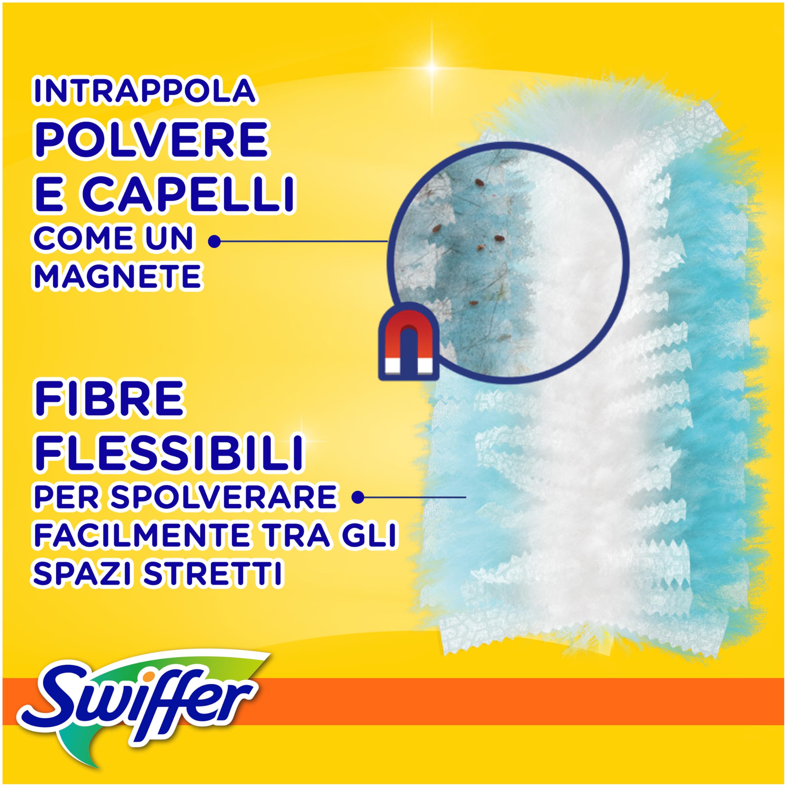 Swiffer Duster Piumini Cattura Polvere, 54 Piumini, Cattura e Intrappola Polvere e Sporco, Raggiunge I Punti più Difficili della Casa, Giga Formato