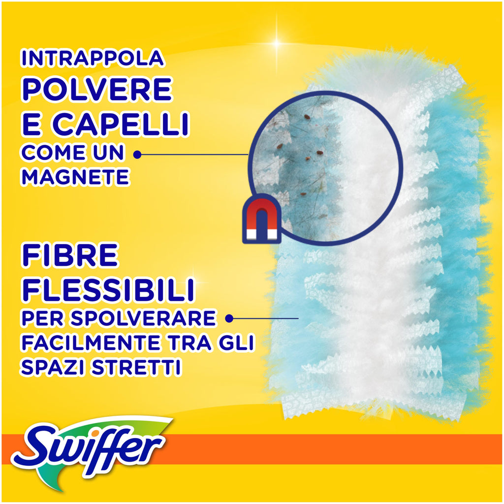 Swiffer Duster Piumini Cattura Polvere, 54 Piumini, Cattura e Intrappola Polvere e Sporco, Raggiunge I Punti più Difficili della Casa, Giga Formato